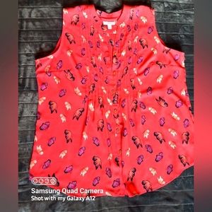 🦋 Butterflies on a Peach Button-up Top